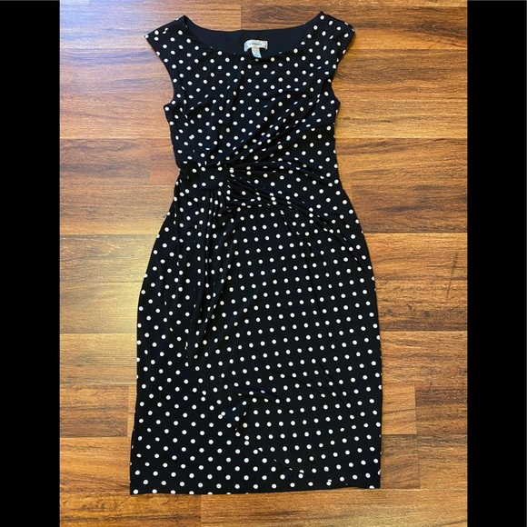 DRESS BARN black w/white polka dot dress/size 4 - Picture 1 of 5